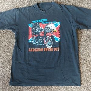 Vtg 90s Harley Motorcycle Wolf Black Single Stitch Men's Shirt
